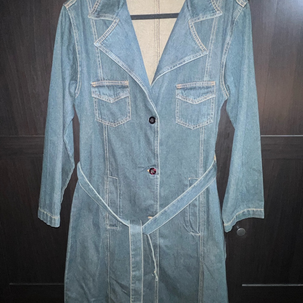 Denim Trench Coat with Belt